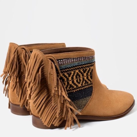 Zara Shoes - NWT || ZARA Tribal Fringe Ankle Booties